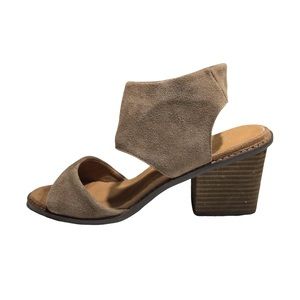 Sincerely Jules Block Stacked Heel Genuine Suede Mid Heel Sandals